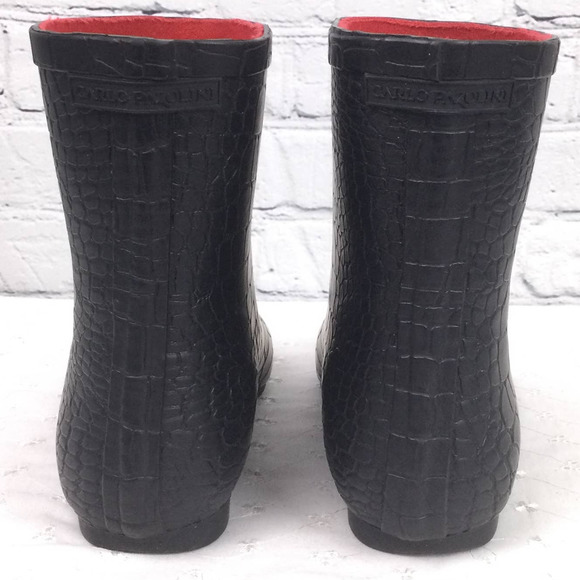 Carlo Pazolini Women's Round Toe Lined Rubber Pull On Ankle Rain Boot Black 8 - Picture 6 of 13